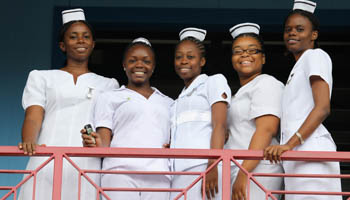 Nurses at a children’s hospital in Kingston, Jamaica (Reuters/Chris Jackson/Pool)