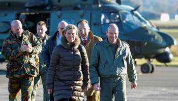 European Union foreign policy chief Federica Mogherini arrives at Florennes airbase, Belgium (Reuters/Yves Herman)