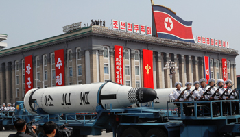 Military vehicles carry missiles on parade in Pyongyang, April 2017  (Reuters/Damir Sagolj)