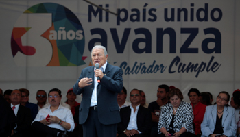 El Salvador's President Salvador Sanchez Ceren in a rally outside the Salvadoran congress building in San Salvador, El Salvador (Reuters/Jose Cabezas)