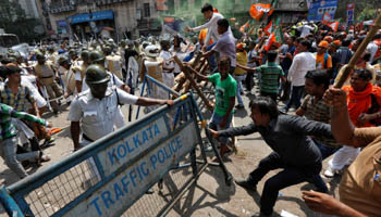 Supporters of India’s Bharatiya Janata Party during a protest in West Bengal, Kolkata, India (Reuters/Rupak De Chowdhuri)