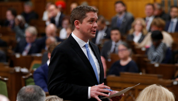 Conservative leader Andrew Scheer speaks during Question Period in the House of Commons in Ottawa (Reuters/Chris Wattie)