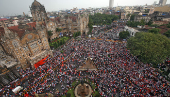 Protestors demand reserved quotas in government jobs and college places for students, in Mumbai, India, August 2017 (Reuters/Shailesh Andrade)