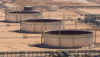 A view of 80000 cubic meters tanks on the Bolashak processing plant near Kashagan offshore oil field in Caspian sea in western Kazakhstan (Reuters/Shamil Zhumatov)