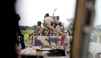 A Nigerian army convoy vehicle on its way to Bama, Borno State (Reuters/Afolabi Sotunde)