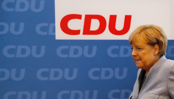 Christian Democratic Union party leader and German Chancellor Angela Merkel at the party headquarters, the day after the general election in Berlin, Germany (Reuters/Kai Pfaffenbach)