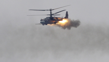 A Ka-52 Alligator military helicopter fires missiles during the Zapad 2017 war games, Belarus (Reuters/Vasily Fedosenko)