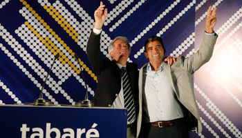 President Tabare Vazquez, left, and then Vice-President Raul Sendic (Reuters/Andres Stapff)