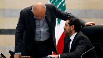 Prime Minister Saad al-Hariri and Finance Minister Ali Hassan Khalil in Beirut, Lebanon (Reuters/Mohamed Azakir)