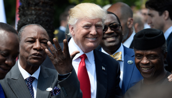 US President Donald Trump with Guinea's President Alpha Conde and Vice President of Nigeria Yemi Osinbajo at the G7 summit (Reuters/Stephane de Sakutin)
