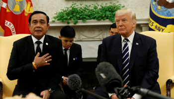 US President Donald Trump and Thai Prime Minister Prayut Chan-o-Cha in Washington, US (Reuters/Kevin Lamarque)