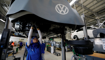 A worker at the Volkswagen car assembly unit in Relizane, Algeria (Reuters/Zohra Bensemra)