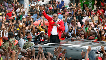 Kenya's President Uhuru Kenyatta at a Jubilee Party campaign rally in Nairobi (Reuters/Baz Ratner)