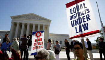 Demonstrators rally against partisan gerrymandering in electoral districts outside the US Supreme Court (Reuters/Joshua Roberts)