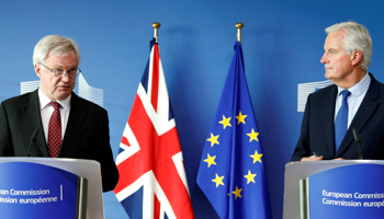 Britain's Secretary of State for Exiting the European Union David Davis, left, and European Union's chief Brexit negotiator Michel Barnier (Reuters/Francois Lenoir)