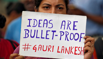 A protest against the killing of Gauri Lankesh (Reuters/Cathal McNaughton)