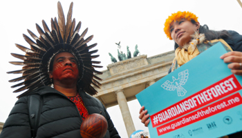 Indigenous leaders demonstrate in Berlin on their journey to the COP23  summit in Bonn (Reuters/Hannibal Hanschke)