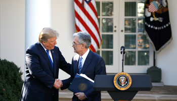 US President Donald Trump and Jerome Powell, his nominee to become chairman of the US Federal Reserve (Reuters/Carlos Barria)