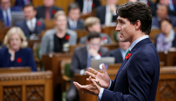 Canada's Prime Minister Justin Trudeau speaks in the House of Commons (Reuters/Chris Wattie)