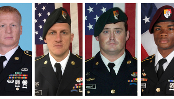 US Army Special Forces Sergeants Jeremiah Johnson, Bryan Black, Dustin Wright and La David Johnson, who were killed in Niger (Reuters)