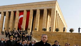 Turkish President Recep Tayyip Erdogan at ceremony marking the anniversary of Mustafa Kemal Ataturk’s death, Ankara, November 10 (Reuters/Umit Bektas)