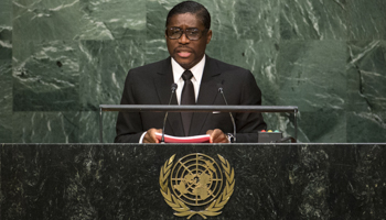 Equatorial Guinea's Vice-President Teodorin Obiang addresses the UN General Assembly in 2015 (Reuters/Eduardo Munoz)