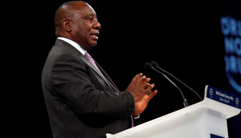 South African Deputy President Cyril Ramaphosa speaks at the World Economic Forum on Africa 2017 (Reuters/Rogan Ward)