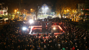 Bosnian Croats light candles in Mostar for Slobodan Praljak, who killed himself seconds after his appeal against conviction for war crimes failed at the UN tribunal in The Hague (Reuters/Dado Ruvic)