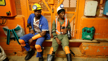 Miners at Sibanye Gold's Masimthembe shaft in Westonaria (Reuters/Mike Hutchings)