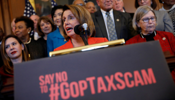 House Minority Leader Nancy Pelosi speaks at a news conference about the Republican led tax reform bill at the US Capitol in Washington, December 19, 2017 (Reuters/Aaron P. Bernstein)