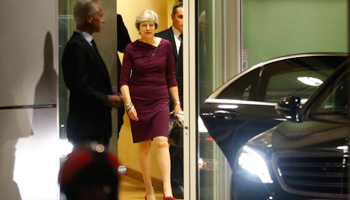 Britain’s Prime Minister Theresa May leaves the European Commission headquarters after a meeting with EU Commission President Jean-Claude Juncker and EU’s chief Brexit negotiator Michel Barnier in Brussels, Belgium October 16, 2017. (Reuters/Francois Lenoir)
