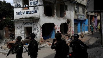 A police station in Rio destroyed in clashes between drug gangs and police (Reuters/Ricardo Moraes)