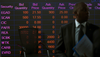An electronic board displays market data at the Nairobi Securities Exchange, Kenya (Reuters/Baz Ratner)