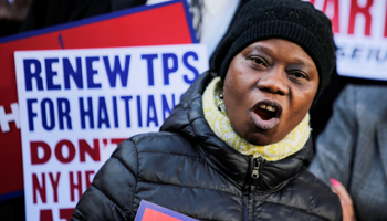 Haitian immigrants and supporters rally to reject DHS Decision to terminate TPS for Haitians, at the Manhattan borough in New York, US (Reuters/Eduardo Munoz)