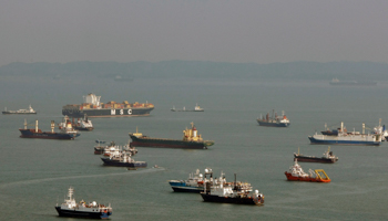 Container ships and bulk carriers off the coast of Singapore (Reuters/Vivek Prakash)