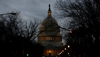 The US Capitol is lit during the second day of a shutdown of the federal government in Washington, January 21, 2018 (Reuters/Joshua Roberts)