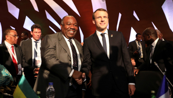 Gabon's President Ali Bongo shakes hands with French President Emmanuel Macron (Reuters/Ludovic Marin)