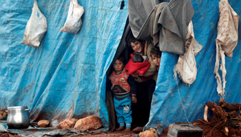 Displaced Syrian children at Kelbit refugee camp, in Idlib province, Syria (Reuters/Osman Orsal)