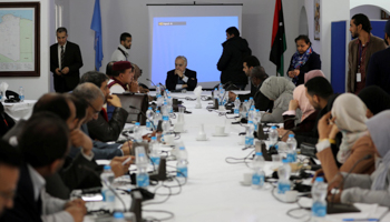 UN envoy to Libya Ghassan Salame meets with southern Libyan groups in Tripoli, February 2018 (Reuters/Hani Amara)