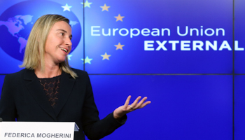 European Union foreign policy chief Federica Mogherini addresses a news conference at the European External Action Service building in Brussels (Reuters/Francois Lenoir)