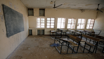 An empty classroom in Dapchi in Yobe state where 110 children were kidnapped by Boko Haram (Reuters/Afolabi Sotunde)