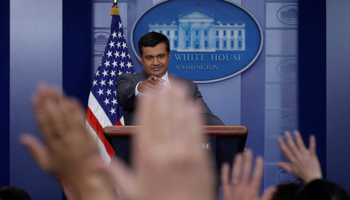 Principal Deputy Press Secretary Raj Shah takes questions during the daily press briefing at the White House, March 26, 2018 (Reuters/Leah Millis)
