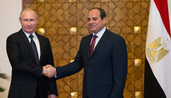 Russia's President Vladimir Putin shakes hands with Egypt's President Abdel-Fatah el-Sisi (Reuters/Alexander Zemlianichenko)