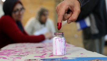 A voter's finger is marked with ink at a polling station during the presidential election in Alexandria, Egypt (Reuters/Mohamed Abd El Ghany)