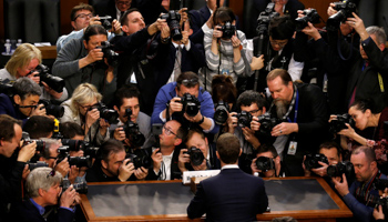 Facebook CEO Mark Zuckerberg before his Senate testimony on the company's use and protection of data (Reuters/Leah Millis)