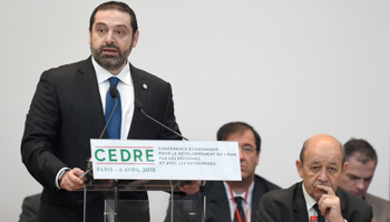 Lebanese Prime Minister Saad Hariri during the CEDRE Conference aimed at supporting Lebanon's economy, in Paris, France (Reuters)