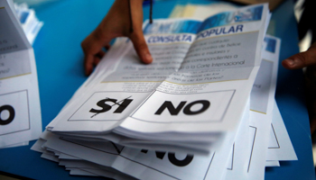 Ballots at a polling station during a referendum on a border dispute with Belize in Guatemala City, Guatemala (Reuters/Luis Echeverria)