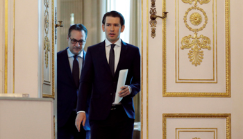 Austria's Chancellor Sebastian Kurz and Vice Chancellor Heinz-Christian Strache in Vienna, Austria (Reuters/Heinz)