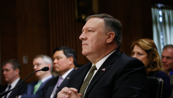 CIA Director Mike Pompeo testifies before a Senate Foreign Relations Committee confirmation hearing on his nomination to be secretary of state, 2018 (Reuters/Leah Millis)