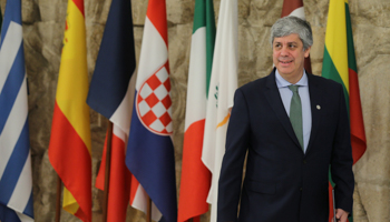 Eurogroup President Mario Centeno in Sofia on April 27 (Reuters/Stoyan Nenov)